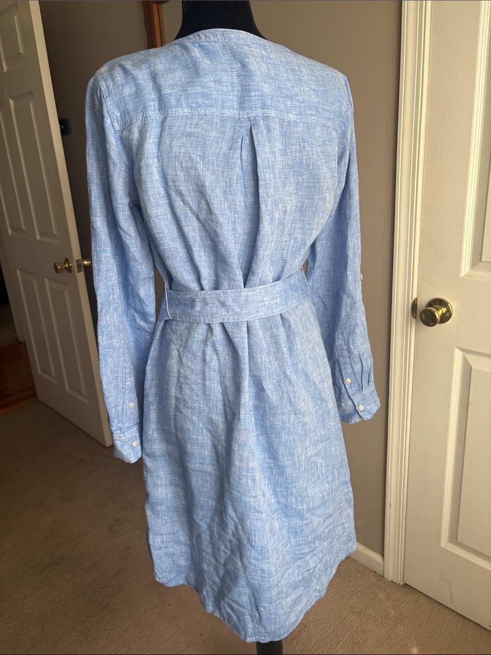Talbots Light Blue Long Sleeve Shirt Dress with Belt - Picture 7 of 11